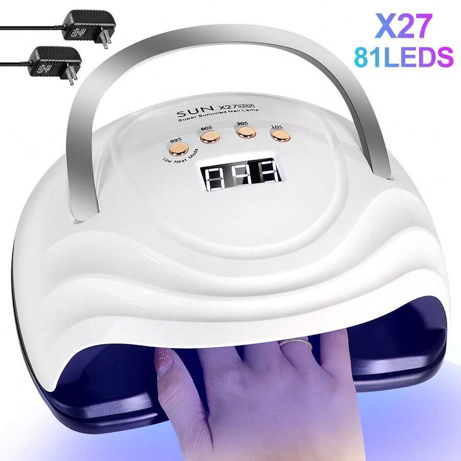 LIMEGIRL 全新大功率SUN X27 81LED UV LED美甲燈，四段計時記憶功能，適用於凝膠指甲油烤燙美甲 - 白色 - 查看 1