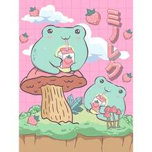1 件墙面艺术海报无框流行钻石艺术画 5D DIY 马赛克动物卡通可爱婴儿青蛙镶嵌十字绣刺绣饰品套件卧室装饰