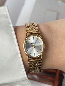 Đồng hồ nữ hình bầu dục vàng mới phiên bản Hàn Quốc Đồng hồ dây đeo bằng thép thạch anh đơn giản, khí quyển và thời trang - Một cỡ - Xem 13