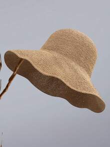Wide Brim Classic Straw Hat, Women's Beach Sun Hat, Versatile Bucket Hat For Sun Protection, Spring/Summer
