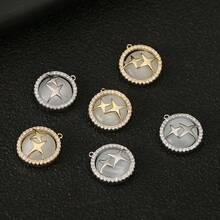 1pc/3pcs DIY Jewelry Pendant, Square Star Zirconia Inlaid Delicate Round Pendant, Can Be Made Into Earrings, Necklaces, Suitable For Any Jewelry Matching - DIY Star Pendant - View 6