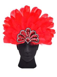 1pc Women's Carnival Feather Headpieces Sequin Headdress For Wedding Masquerade Party Cosplay Feather Headbands Back To School