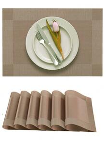 1-6 pezzi Sottopiatti lavabili e resistenti al calore in PVC, adatti per sala da pranzo, decorazioni per tavolo da pranzo, decorazioni per la casa