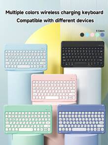 Clavier sans fil ultra-fin, souris sans fil, clavier avec des touches à bordure arrondie élégante, clavier sans fil portable silencieux, compatible avec iOS, Android, Windows, convient aux smartphones, ordinateurs portables, bureautiques, iPads, tablettes, pour usage domestique et de bureau, plusieurs options de couleurs, plug and play, interface Type-C