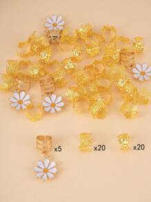 Set de 45 piezas de sortijas huecas para el cabello, cuentas para soñadores, clips de metal para trenzas de pelo, decoración/accesorios de cuentas de metal para rastas, estilo callejero, accesorios para el cabello trenzado para fiestas, adorno dorado para la cabeza
