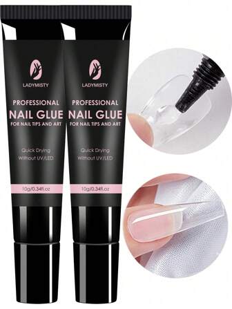 LadyMisty 2pcs Ladymisty Soft Gel Nail Tips Glue Gel Solid Nail Glue Gel 10g No Need For UV Lamp Long Lasting Fake Acrylic Nails Kit Glue Gel Super Strong Nail Glue Gel For Acrylic Nails Extension Fake Nails Press On Nails Super Strong Nail Glue For Press On Nails, Nail Tips & Acrylic Nails Nail Bond Long Lasting Nail Glue For Acrylic Nails Fake Nails Tips Nail Glue