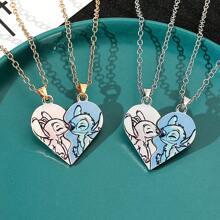 Set de 2 collares colgantes de acero inoxidable con diseño de dibujos animados adorables de Stitch, collar magnético de pareja adorable, adecuado como regalo para su pareja, regalo de pareja, regalo para ocasiones festivas