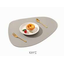 Set di 2/4/6/8 sottopiatti a forma di ciottolo piccolo KAPI per tavolo da pranzo, sottopiatti in finta pelle lavabili e resistenti al calore, facili da pulire, adatti per interni, spessore 1mm