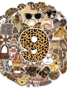 50 pezzi Adesivi vintage vintage a tema leopardato e graffiti, stile moda vintage, in materiale PVC impermeabile, adatti per decorazioni di caschi, auto, feste, etichette, adesivi autoadesivi, utilizzabili per scrapbooking, computer portatile, bagagli, chitarra, bottiglie d acqua, cover per telefono, decorazioni moda urbana giovanile, per il ritorno a scuola, stagione di laurea