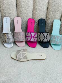 SANDALIAS PLANAS EN VARIOS COLORES Y TALLAS LISTAS PARA SALIR DE VACACIONESGlamourDe modapiedra preciosaPLANASPlayaFiestaCasaOficinaPRIMAVERA VERANO - Plateado - Ver 4