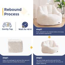 MAXYOYO Bean Bag Chair, Comfy Bean Bag Sofa With Back Support, Faux Fur Bean Bag Chair For Adults And Kids, Stuffed Floor Sofa For Living Room, Bedroom, Apartment, Beige - 米色 - 查看 5