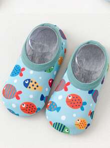 1Pair 0-3years Baby Kids Anti-Slip Socks Floor Foot Socks For Boys And Girls Animal Print Cartoon Barefoot Aqua Socks Non-Slip Shoes