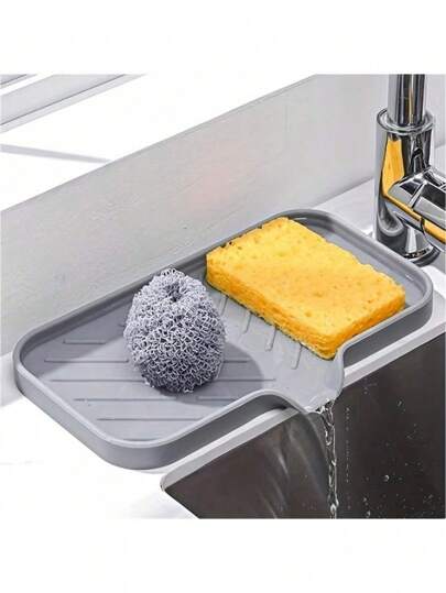 1 pieza Jabonera de silicona con drenaje, soporte de jabón para baño, estante de jabón para el hogar, caja de jabón con drenaje, apta para uso en la cocina