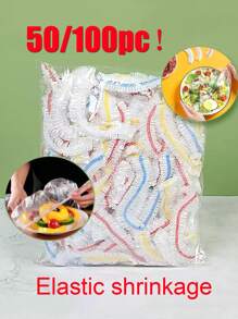 100pcs Disposable Stretch Cling Film Food Wrap Covers, Reusable Vegetable Savers, Fridge Freshness Retainers, Replaceable Produce Preserver, Fruit Saver, Antibacterial, Shower Caps, Shoe Covers, Thick Kitchen Cling Films, Household Refrigerator Food Storage Bags