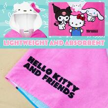 Hello Kitty Bath Towel With Hood Absorbent Kawaii Changing Robe Poncho Swimming Beach Cinnamoroll Kuromi Holiday Essentials - Pink - View 2