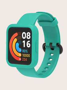 2pcs Set: Solid Color Casual Detachable Silicone Smart Watch Band + Semi-Enclosed Silicone Watch Protective Case, Suitable For Whole Day Wear, Compatible With Redmi Watch 2 Lite - Redmi Watch 2 Lite - View 15