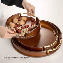 1 Pc Serving Tray With Handles, Bamboo Breakfast Tray Wooden Trays Decorative Serving Platter For Eating, Storing, Used In Kitchen, Living Room, Bedroom-Back To School
