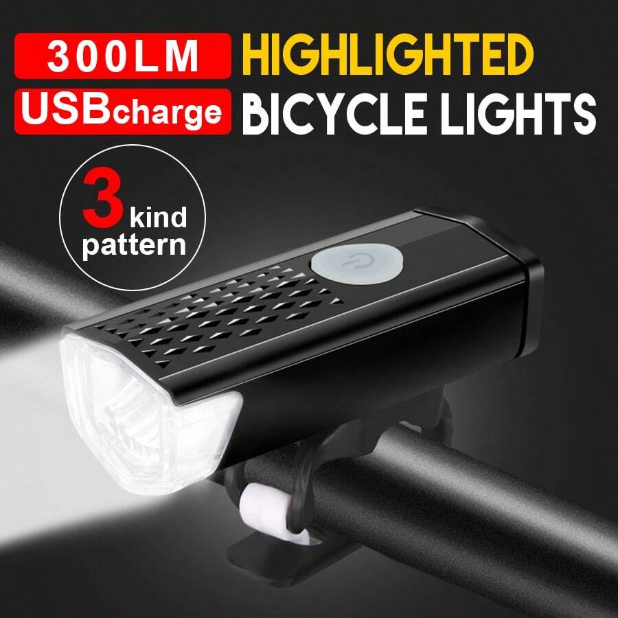 1pc Bicycle Light Night Riding Flashlight USB Charging Headlight Rainproof Mountain Bike Lighting Cycling Equipment