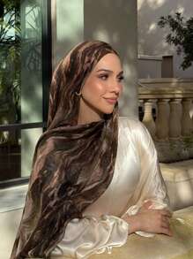 1PC Women's Scarves Bohemian Watercolor Veil Hijab,Autumn Muslim Head Scarf,Suitable For Daily Wear