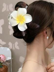 1 件装多色仿珍珠鸡蛋花发夹，适合女士，海滩旅行发饰，适合万圣节日常使用 - 彩色 - 查看 7