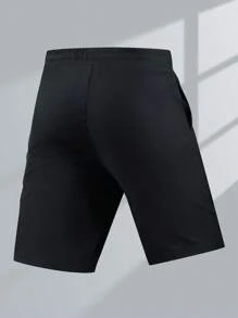 Conjunto deportivo informal de camiseta de manga corta y pantalón corto para hombre, color negro