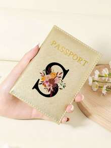 1pc A-Z 26 Letters Fashionable Letter Print Stylish Burgundy Passport Cover, Premium PU Leather Passport Wallet With Multi-Card Pockets For Credit Cards, Boarding Passes, And IDs Graduation - Burgundy - View 60