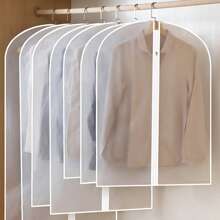 1pc/5pcs Clear Garment Dust Cover, Non-Woven Fabric Clothes Protector Bag, Suit Cover/Coat Cover, Clothing Storage