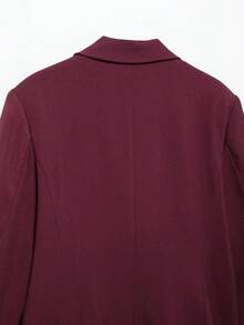 Women Eleagnt Burgundy Blazer Jackets Fashion Long Sleeve Notch Lapel Double-Breasted Coat Office Lady Work Business Outerwear - Burgundy - View 12