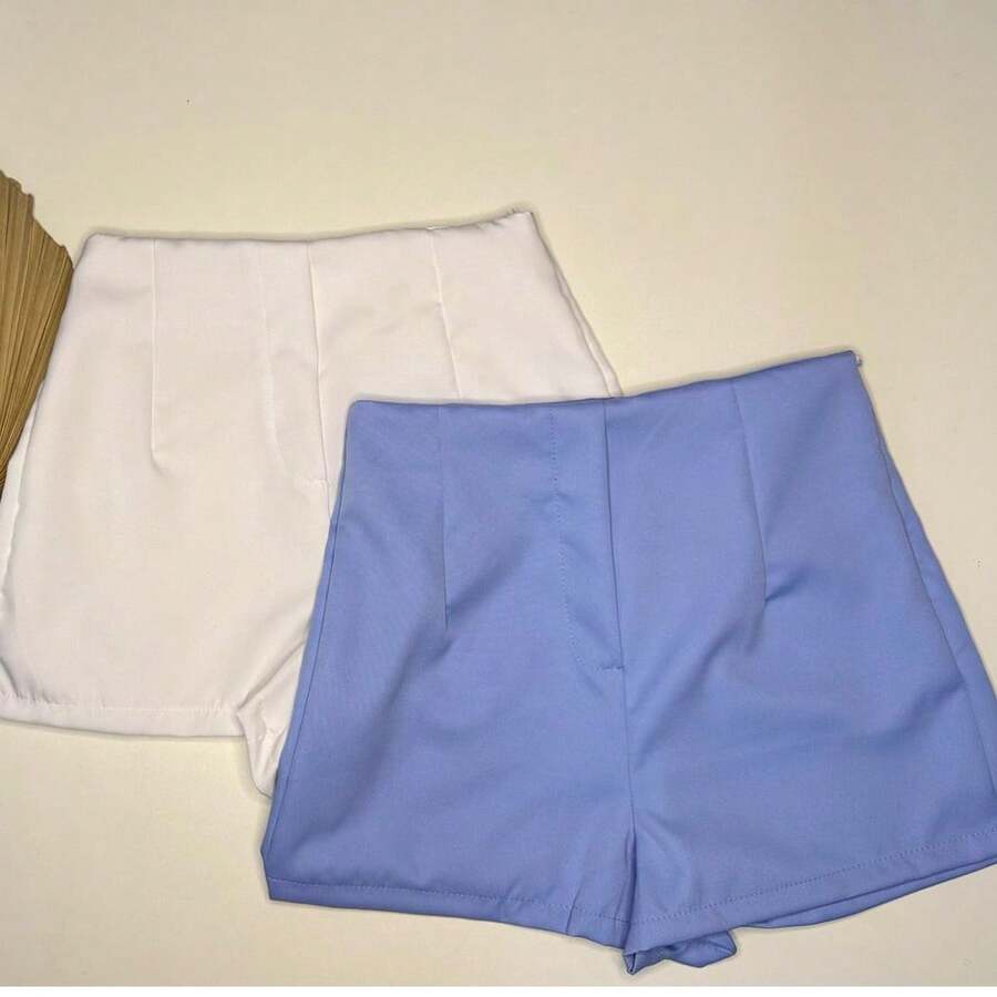 Kit Of 2 New Fashion Tailored Social Shorts 2025 - 白色淡藍色 - View 1