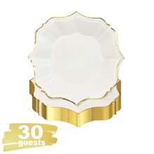 10 Stücke/30 Stück-Packung 7 Zoll Dessert-Pappteller aus goldener Folie, Kuchenteller mit gewelltem Rand für Geburtstagspartys, Hochzeiten, Valentinstag, Jahrestage