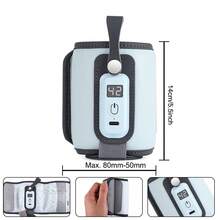 Calentador de Biberones Portátil, Calentador de Biberones Eléctrico 5 Configuraciones de Temperatura Pantalla LCD Calentamiento Rápido Calentador de Biberones de Leche de Viaje - Celeste - Ver 2