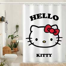 1 Piece/180cm * 180cm - Cute Cartoon Hello Kitty Pattern Seamless Design Easy To Clean Extended Bathroom Waterproof And Mildew Proof Shower Curtain Suitable For Home Decoration In Single Apartments For Girls Bathroom Accessories