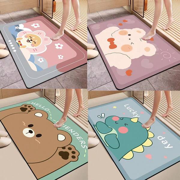 1pc Cartoon Creative Silicone Bath Mat, Absorbent Quick Dry Bathroom Doormat, Non-Slip Rubber Home Floor Mat, Washable, Portable, Ideal Gift For Mother's Day, Birthday, Back To School, Graduation, Wedding Home Bathroom Decor Bath Rug Floor Carpet Outdoor Rug Door Mat Fall Decor Bathroom Accessories Entryway Decor