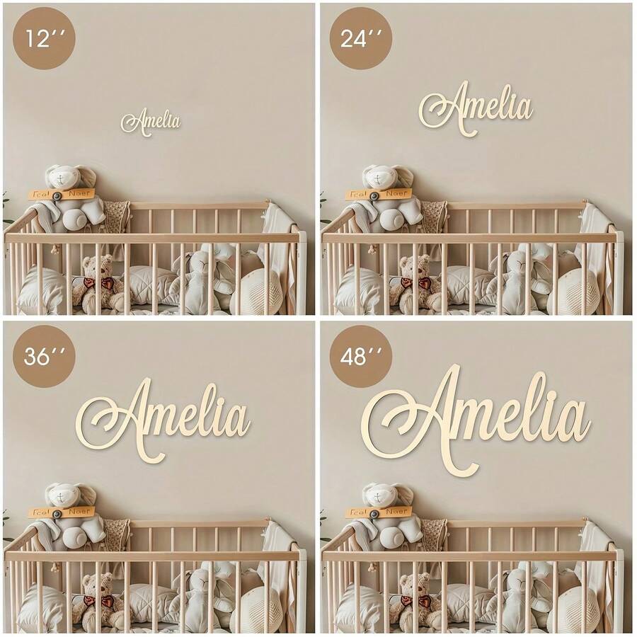 Placa de madera con nombre personalizada cortada con láser, en estilo tradicional, se puede colgar en la pared como decoración o etiqueta de nombre, sin necesidad de fuente de alimentación - Marrón - Ver 1