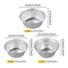 20pcs Silver Round Aluminum Foil Containers, Food Storage Baking Pans For Cooking, Heating, Storage, Outdoor Food Prep