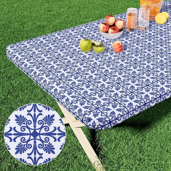 BRISCOES HOMEWARE 1pc Rectangular Baroque Style Tablecloth, Polyester Waterproof Tablecloth Suitable For 6ft (Approx. 1.8m) Dining Table, Machine Washable, Suitable For Camping, Indoor And Outdoor [Tabletop Cover Only]
