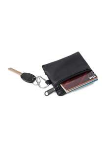 1pc Minimalist Camping Hiking Fishing Coin Purse Zippered Card Case Key Holder For Men Wallet Mini Wallet Purse Wallet Travel Wallet Coin Wallet Wallet - Black - View 4