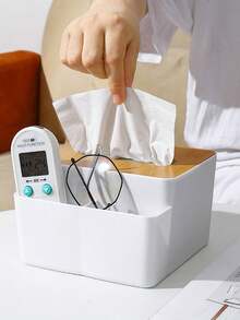 1 件长方形简易纸巾盒，家庭客厅卧室浴室办公室桌面纸巾收纳盒家庭浴室装饰浴室收纳盒秋季装饰返校