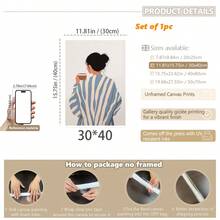 1PC, Canvas Hanging Picture, Framed, Easy To Hang, Wall Arts, Posters, Modern, Contemporary Stripe Wall Art, Abstract Feminine Decor, Morning Coffee Prints, Stripe Prints, Minimalist Portrait Posters, Eclectic Fine Art, Home Decor, Room Decor, Dining Room, Kitchen, Bathroom, Dormitory Decor - Multicolor - View 13