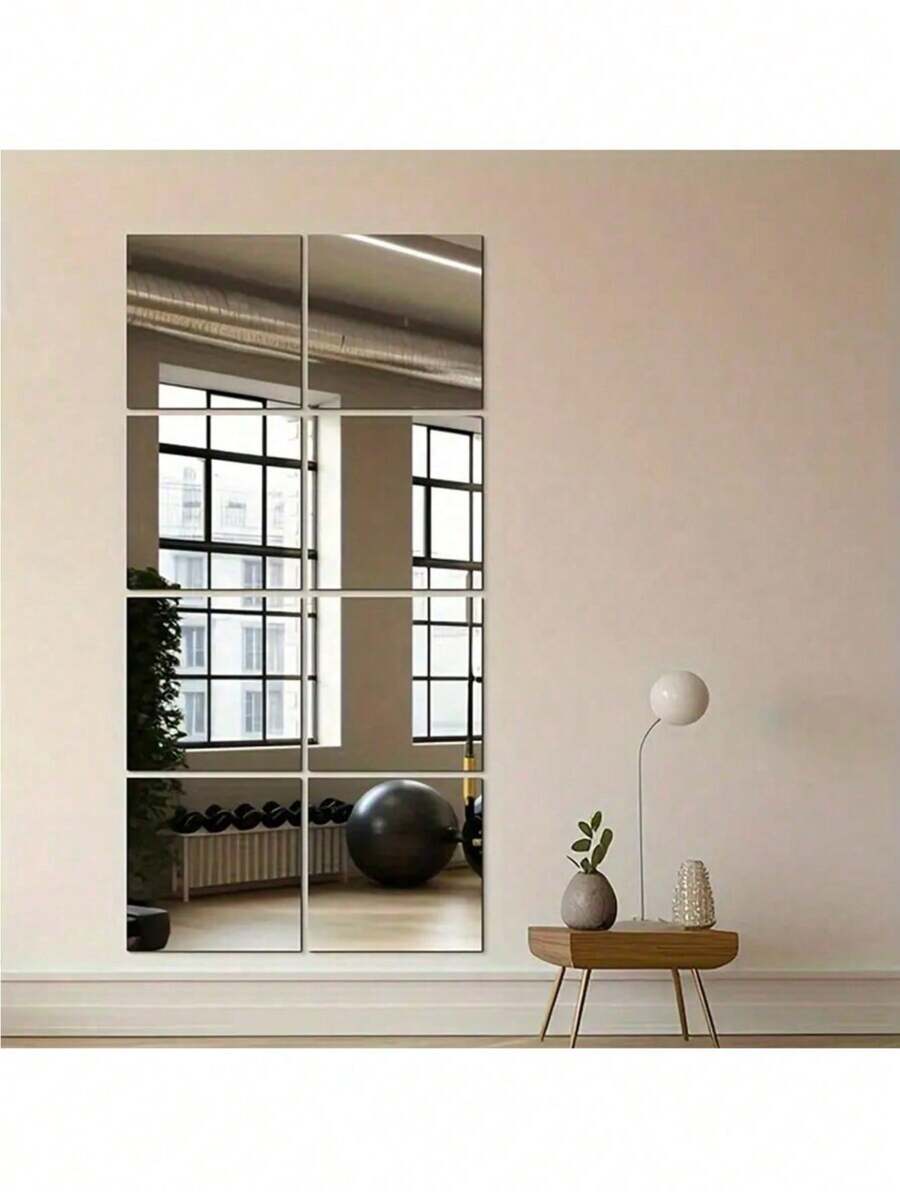 2/4/6/8pcs Classic Style Frameless Wall Mirror Tiles, Full Body Mirror Stick On Dormitory Wardrobe Mirrors, DIY Assembly For Home Gym, Bedroom Wall Installation Best Gifts Valentine Day Birthday Graduation Home Decor Back To School Room Decor School Supplies