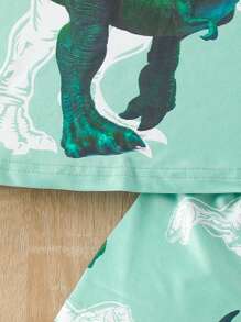 2 pièces Ensemble de pyjama d'été pour tout-petits garçons, t-shirt à col rond et short imprimés dinosaures, mignons et frais