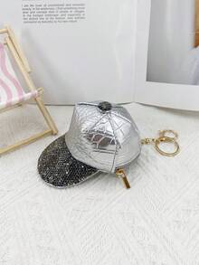 1pc Fresh And Simple Rhinestone Decor Duck Bill Mini Cap Coin Purse Bluetooth Headphone Case Portable Cute Accessory Multi-Colors Available For Women Coin Wallet Wallet Mini Wallet Purse Wallet - Silver - View 4