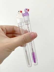 1/2/3/5支装可爱卡通鸭子管状睫毛膏刷眉刷睫毛嫁接工具，便携式旅行化妆刷，眉刷，眼影刷 - 彩色 - 查看 3