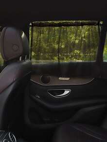 1 Set Of 3 Pcs (Including 2 Suction Cups) Car Suction Cup Mesh Curtain Sun Shade, Universal Mesh Sun Visor, Car Side Window Privacy Blackout Curtain - Black - View 6
