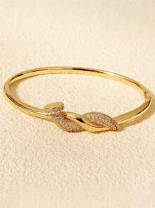 1pc Fashionable And Exquisite European & American Style High-End Design Personalized Micro-Inlaid Zirconia Clasp Bracelet For Women