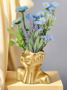 1pc White Ceramic Face Vase, Female Form Head Half Body Bust Vases Boho Minimalism Decorative Modern Nordic Style Flower Vase For Home Living Room Office Book Shelf Decor - Multicolor - View 7