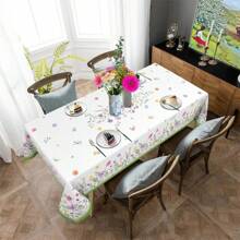 1pc Floral Rectangle Tablecloth, Washable Dinner Table Cloth With Flower Pattern Design, Suitable For Living Room, Dining Room, Picnic Party, Seasonal Home Decor, Spring/Summer