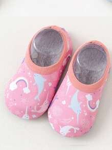 1Pair 0-3years Baby Kids Anti-Slip Socks Floor Foot Socks For Boys And Girls Animal Print Cartoon Barefoot Aqua Socks Non-Slip Shoes