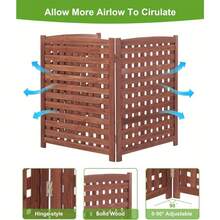 3-Panel Outdoor Air Conditioner Fence Screen, Outside Wood Privacy Fence, 32" W X 38" H - Brown - View 4