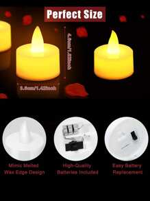 6/12/24 piezas Velas LED sin llama, luces de té de color blanco cálido para decoración del hogar, decoración de bodas, Halloween y Navidad, cumplir deseos
